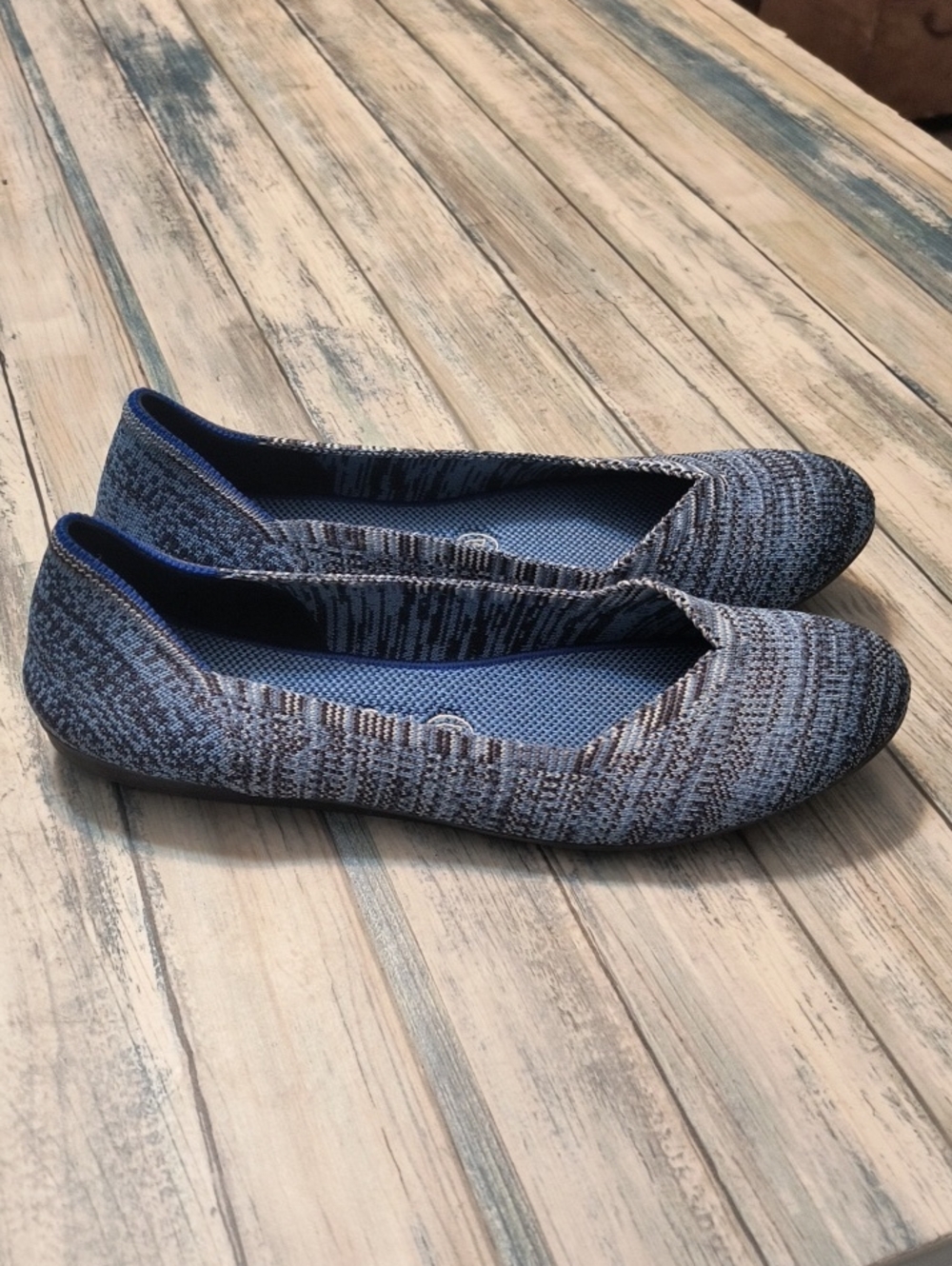 Rothy's The Flat Blue Maritime Heather Knit Ballet Flats Size 9